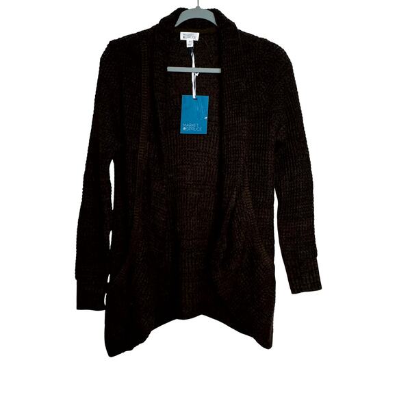 Market & Spruce Tabatha Waffle Knit Cocoon Cardigan Brown Sweater NWT Size XS - Picture 2 of 8